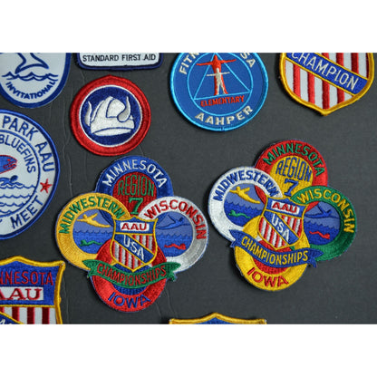 Vintage Minnesota AAU Swimming Champion Patches Lot Red Cross
