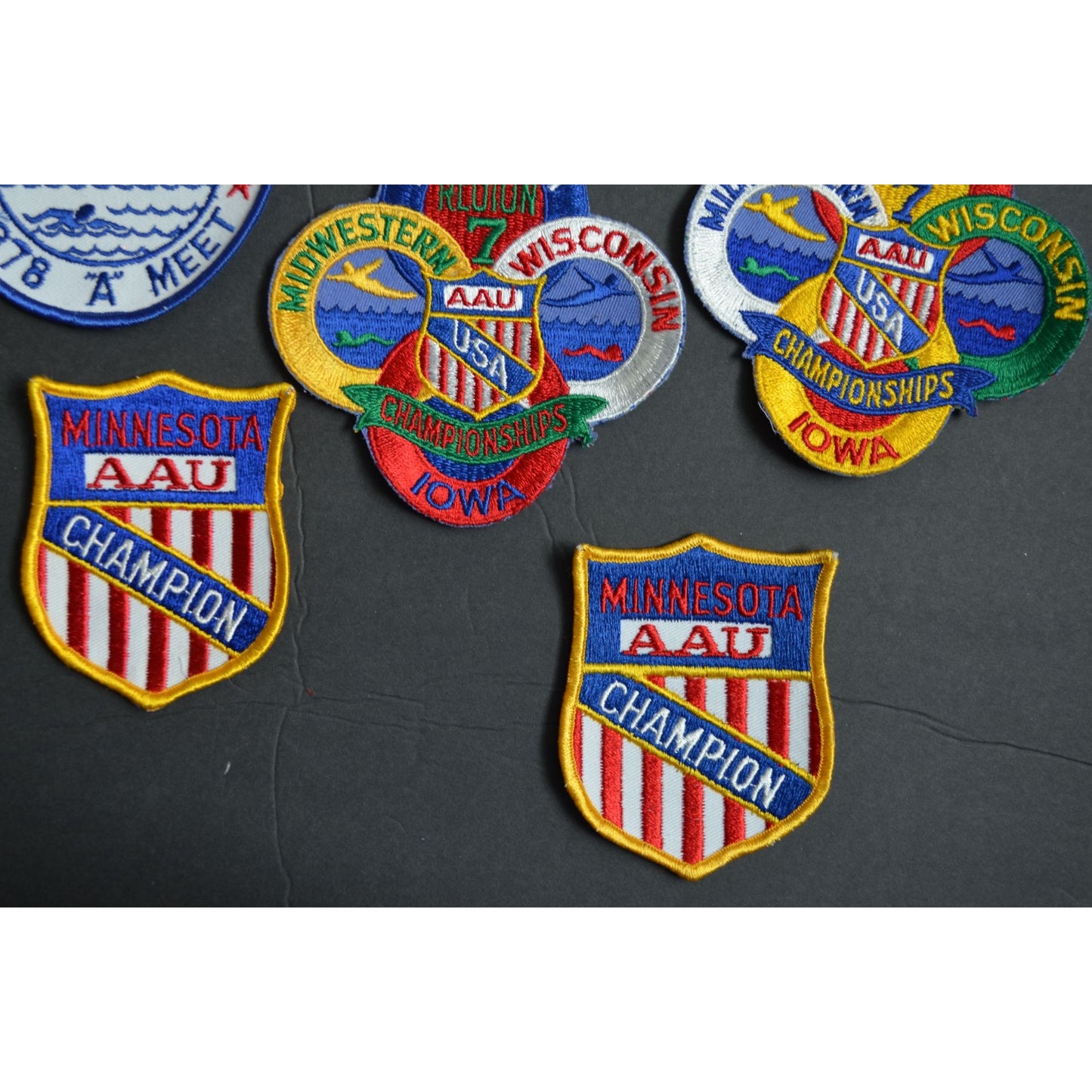 Vintage Minnesota AAU Swimming Champion Patches Lot Red Cross