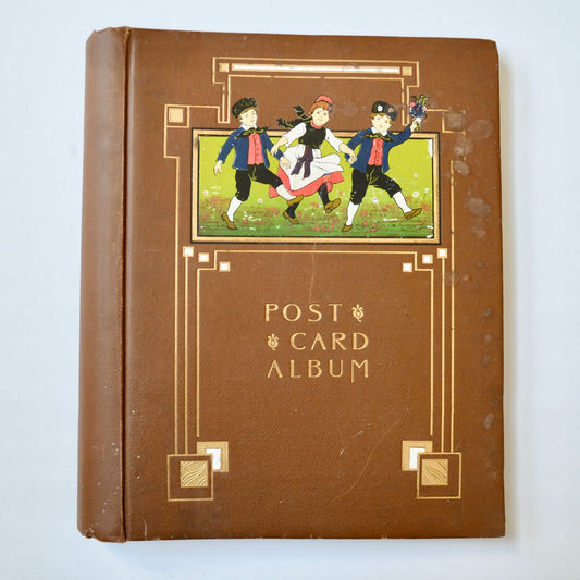 Vintage EMPTY Post Card Album Brown 12 x 10.5"