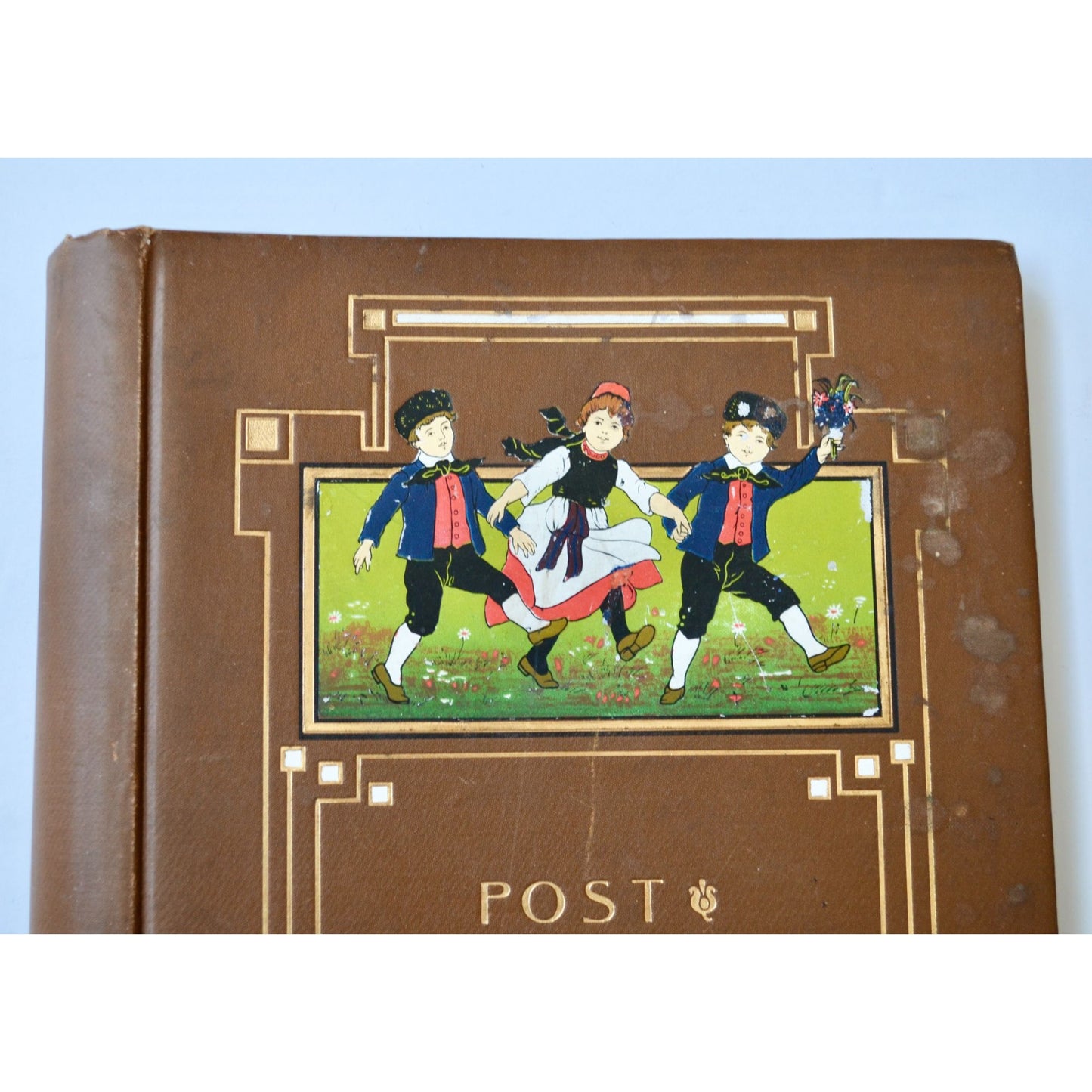 Vintage EMPTY Post Card Album Brown 12 x 10.5"
