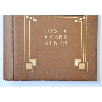 Vintage EMPTY Post Card Album Brown 12 x 10.5"