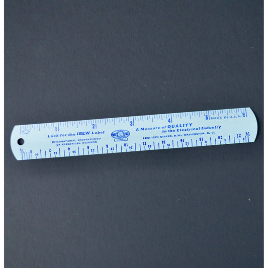 IBEW International Brotherhood of Electrical Workers Metal 6" Ruler Vintage