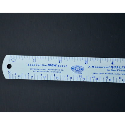 IBEW International Brotherhood of Electrical Workers Metal 6" Ruler Vintage