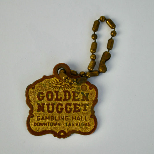 Vintage Golden Nugget Gambling Hall Las Vegas Gold Keychain