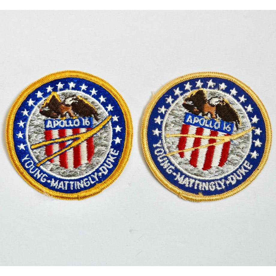 Apollo 16 Young Mattingly Duke Patches Vintage Pair of 2 3"