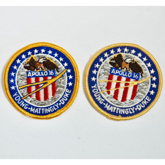 Apollo 16 Young Mattingly Duke Patches Vintage Pair of 2 3"