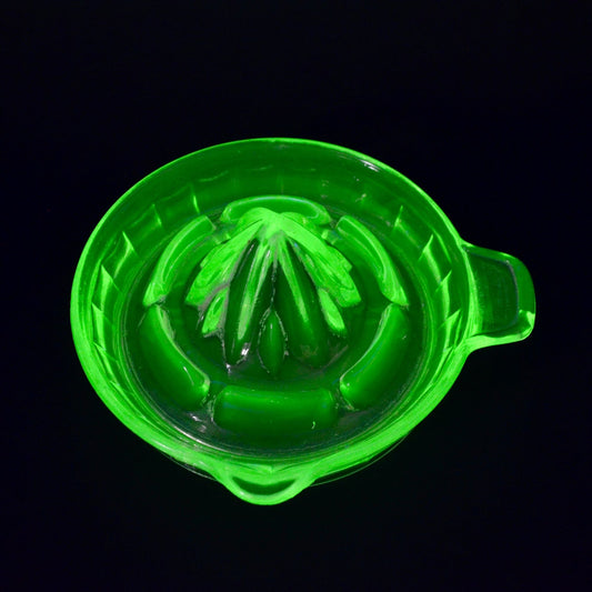 Vintage Uranium Vaseline Glass Green Citrus Juicer CHIP
