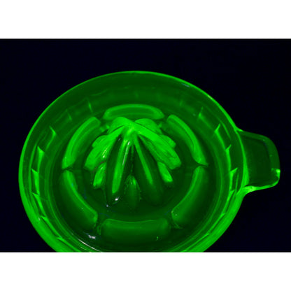 Vintage Uranium Vaseline Glass Green Citrus Juicer CHIP