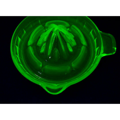 Vintage Uranium Vaseline Glass Green Citrus Juicer CHIP