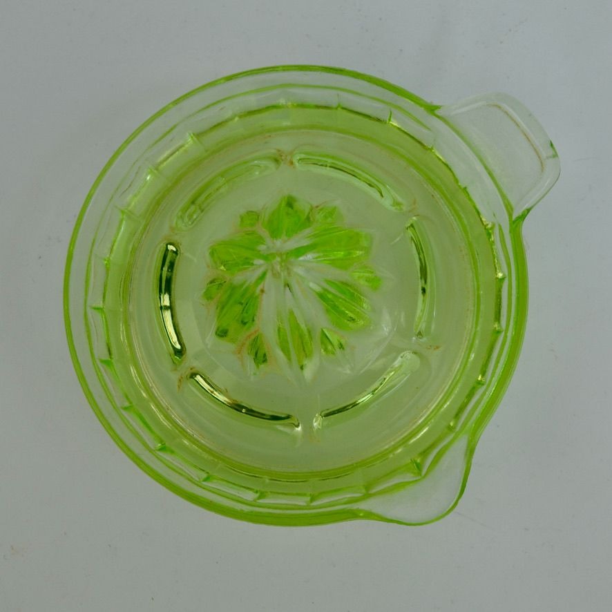 Vintage Uranium Vaseline Glass Green Citrus Juicer CHIP