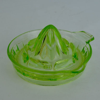 Vintage Uranium Vaseline Glass Green Citrus Juicer CHIP