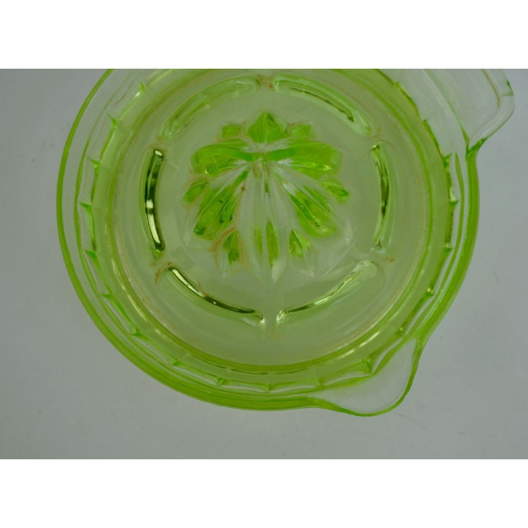 Vintage Uranium Vaseline Glass Green Citrus Juicer CHIP