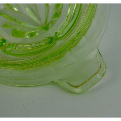Vintage Uranium Vaseline Glass Green Citrus Juicer CHIP
