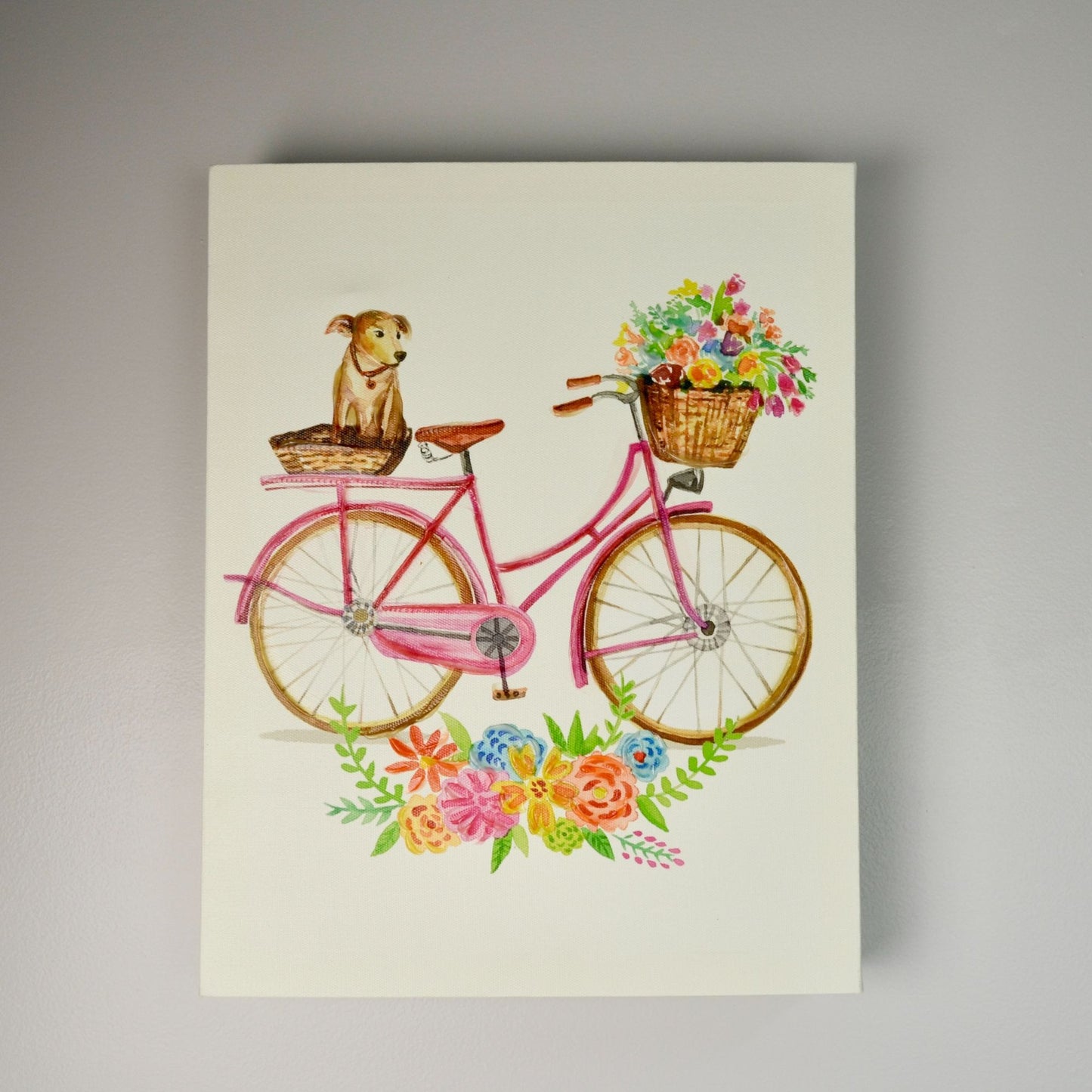 Jin Jing Dog on Bicycle Bike Canvas Print Textured