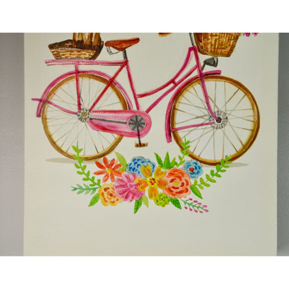 Jin Jing Dog on Bicycle Bike Canvas Print Textured