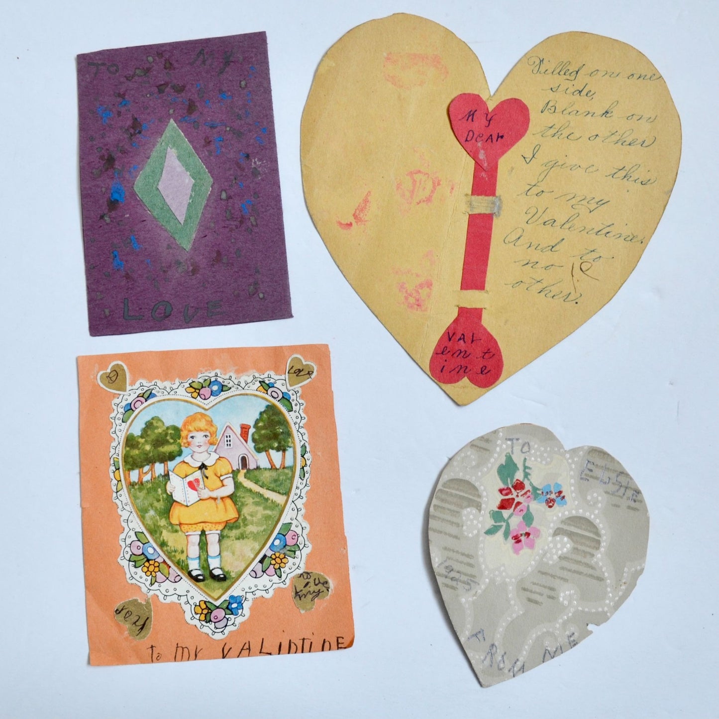 1930s Vintage HANDMADE OOAK Valentine Cards Unique Lot #11