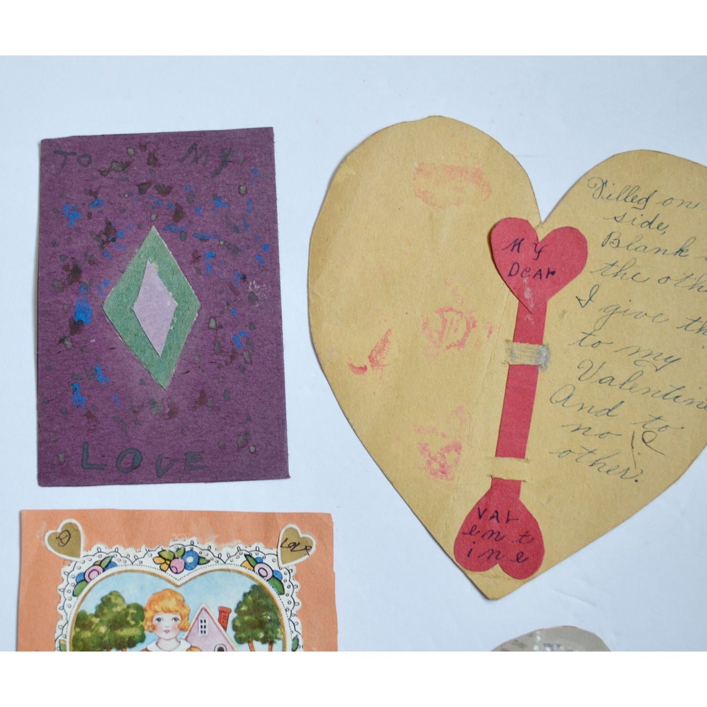 1930s Vintage HANDMADE OOAK Valentine Cards Unique Lot #11