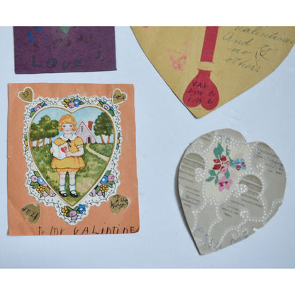 1930s Vintage HANDMADE OOAK Valentine Cards Unique Lot #11