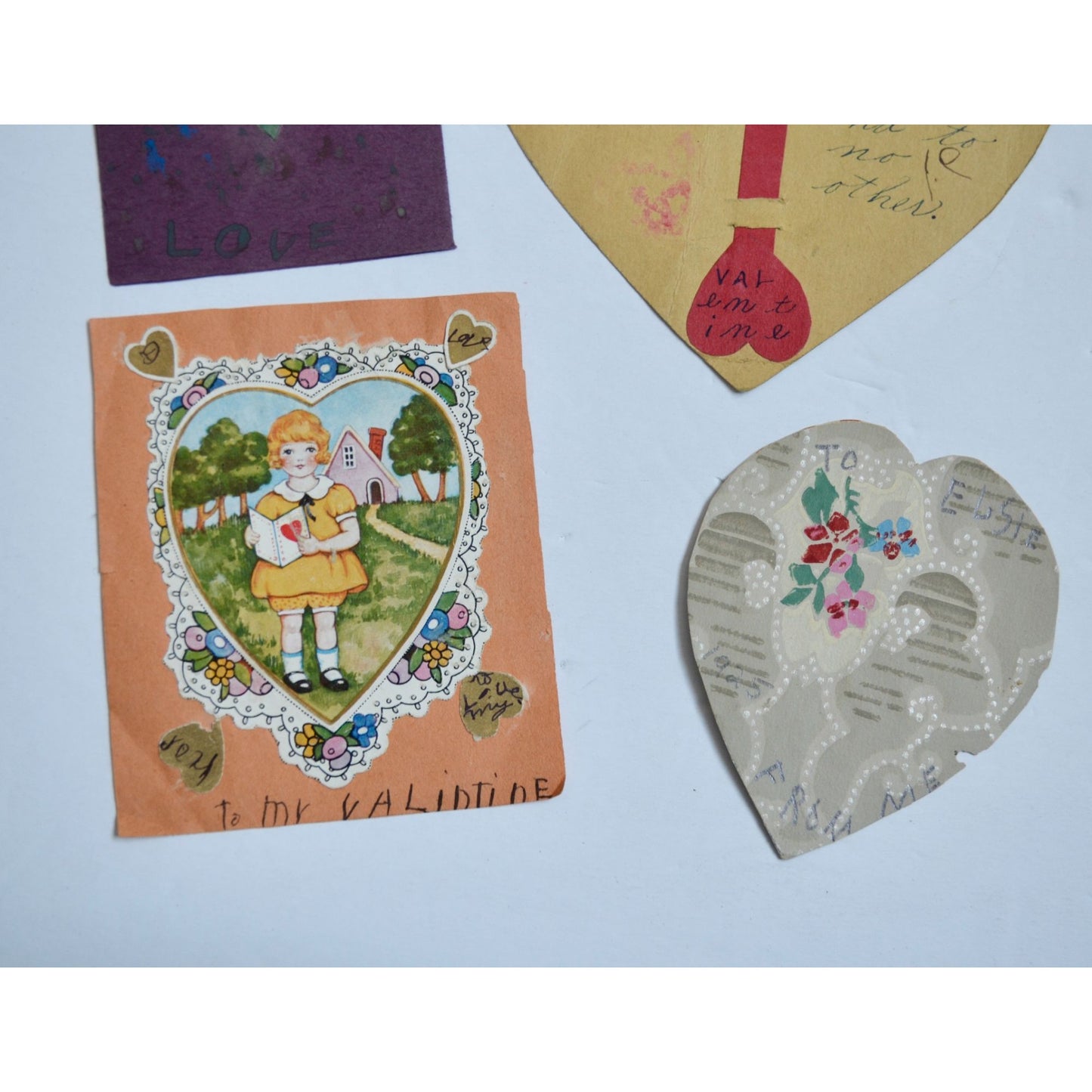 1930s Vintage HANDMADE OOAK Valentine Cards Unique Lot #11