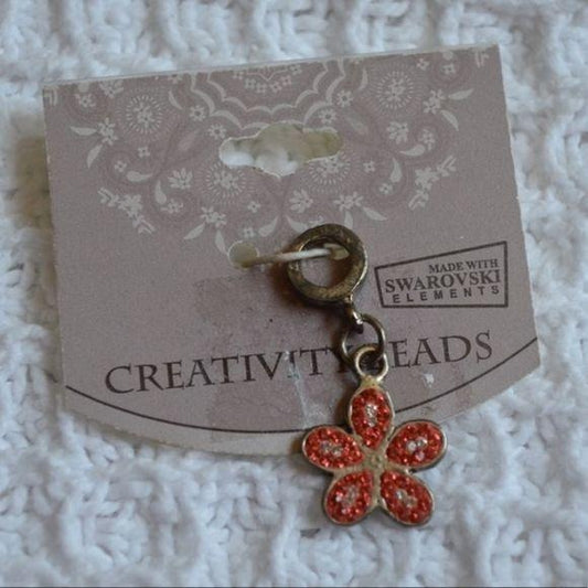 Creativity Beads Coral CZ Flower Charm Pendant