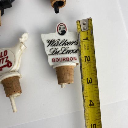 Lot 6 Vintage Liquor Bottle Stoppers Pourers Good Whiskey Seagram's Old Fitz