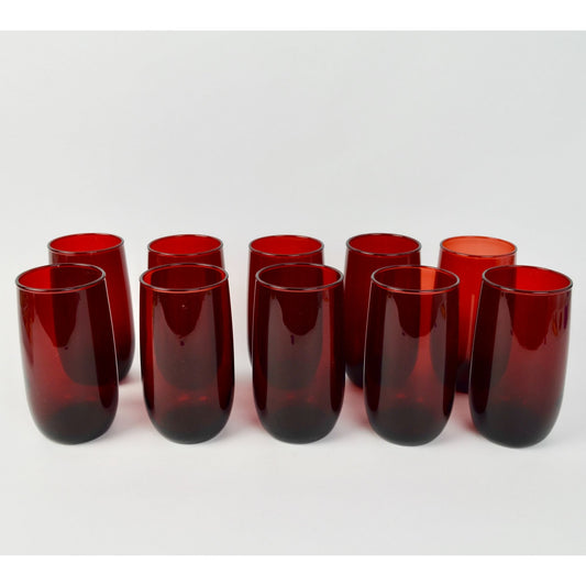 Anchor Hocking Ruby Red Drinking Glasses Set of 10 Vintage