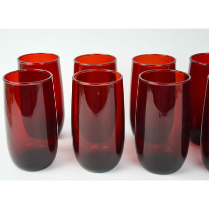 Anchor Hocking Ruby Red Drinking Glasses Set of 10 Vintage
