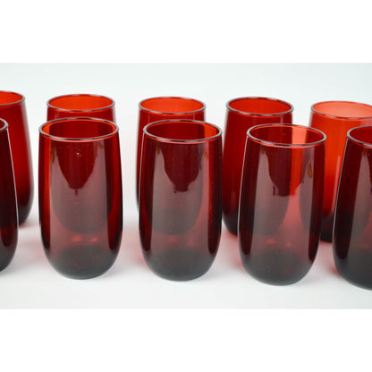 Anchor Hocking Ruby Red Drinking Glasses Set of 10 Vintage
