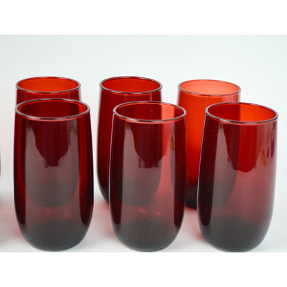 Anchor Hocking Ruby Red Drinking Glasses Set of 10 Vintage