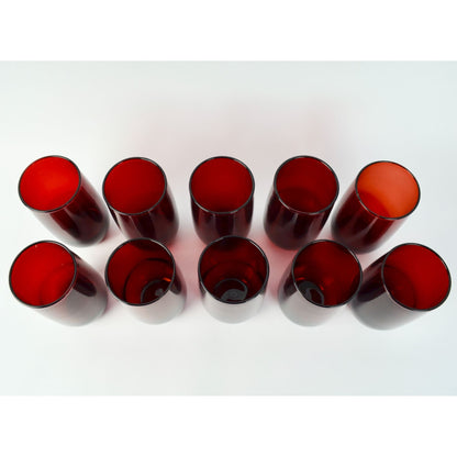 Anchor Hocking Ruby Red Drinking Glasses Set of 10 Vintage