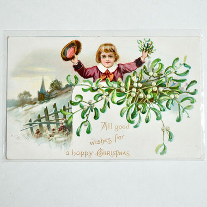 Raphael Tuck & Sons Antique Early 1900s Christmas Postcard All Good Wishes