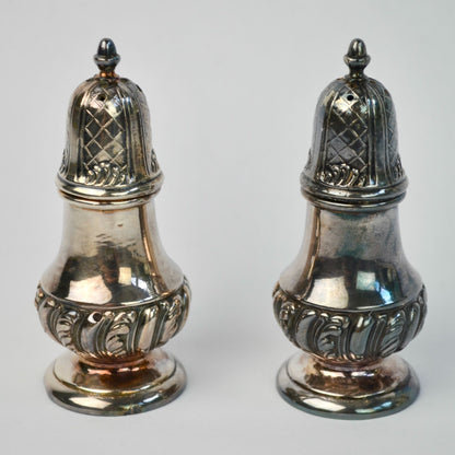 Vintage Silver Plate Salt & Pepper Shakers Pair Screw Top Lid