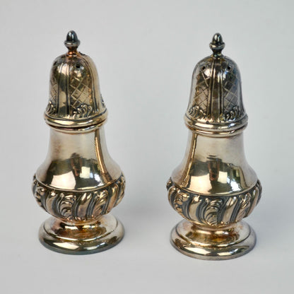 Vintage Silver Plate Salt & Pepper Shakers Pair Screw Top Lid