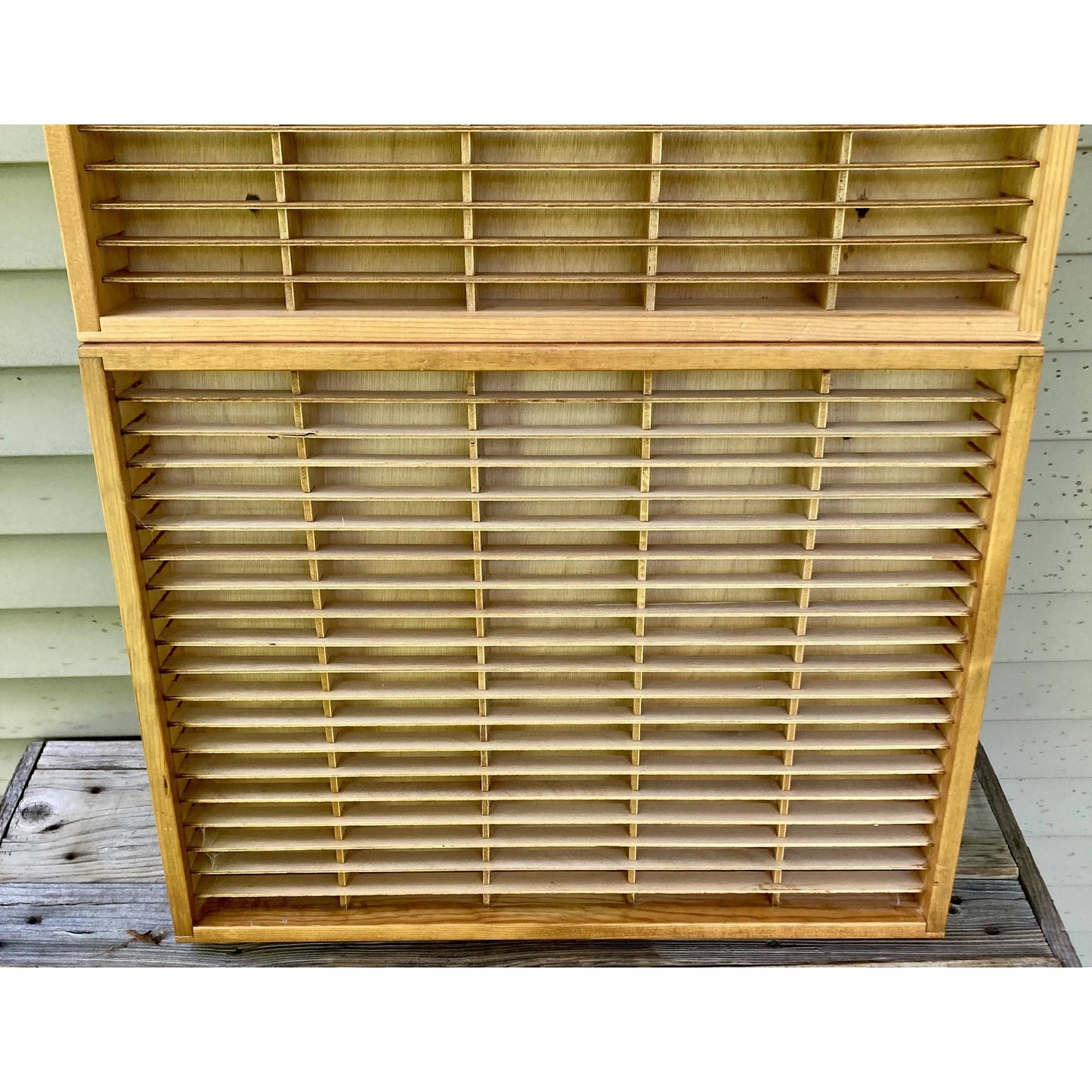 Set of 2 Napa Valley Box Company 100 Cassette Tape Wall Rack Wood Holder