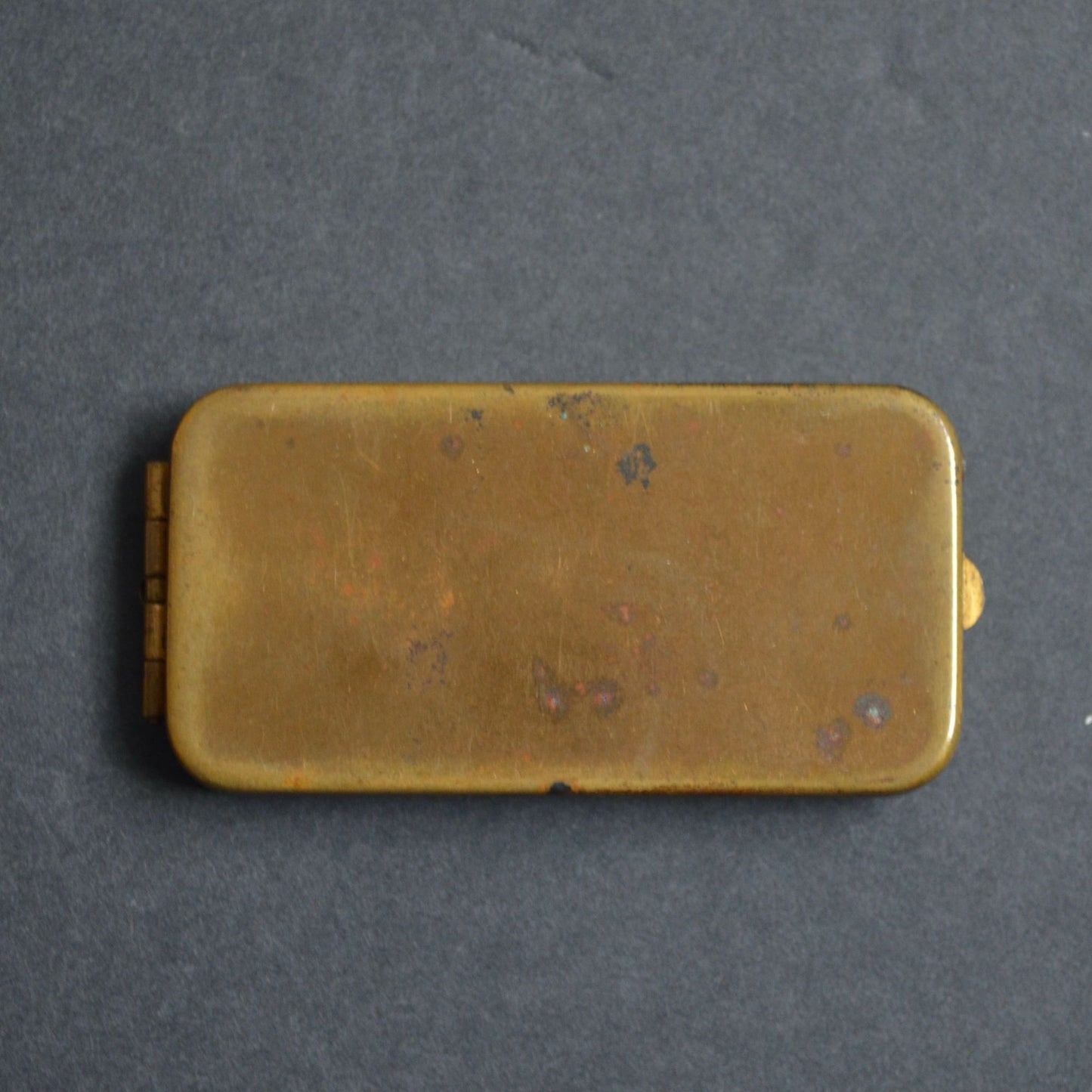 Vintage Brass Charge Plate Case Red Velvet Lined