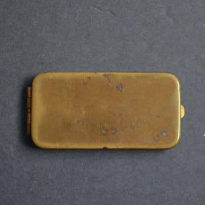 Vintage Brass Charge Plate Case Red Velvet Lined