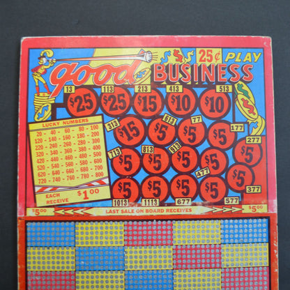 Vintage Large Punchboard Good Business 1500 Thick Mostly Unpunched