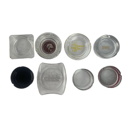 Lot of 8 Vintage Hotel Travel Ashtrays Glass