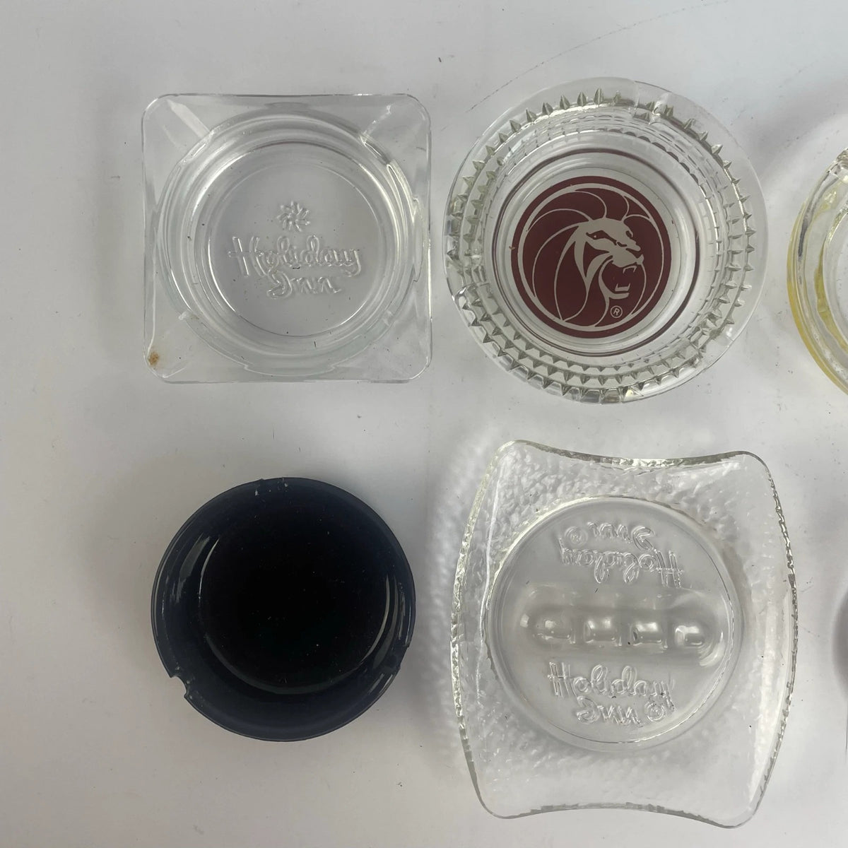 Lot of 8 Vintage Hotel Travel Ashtrays Glass