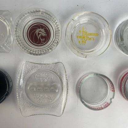 Lot of 8 Vintage Hotel Travel Ashtrays Glass