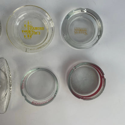 Lot of 8 Vintage Hotel Travel Ashtrays Glass
