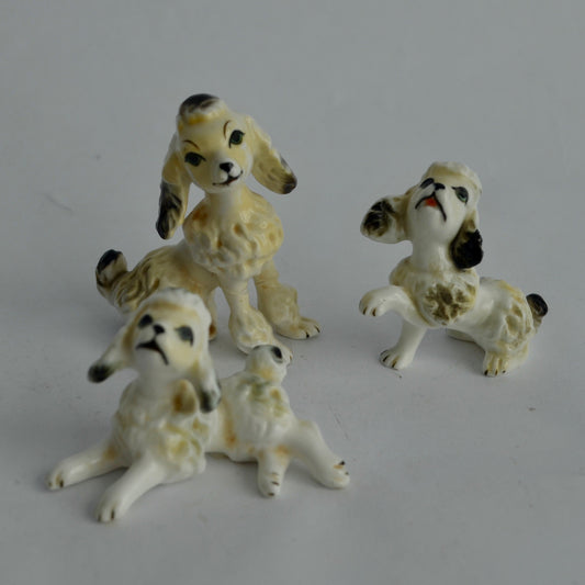 Vintage Porcelain Poodle Dogs Set of 3