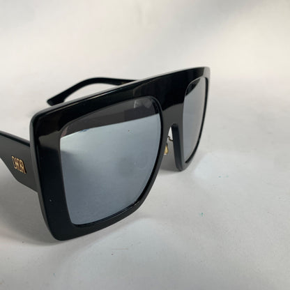 Dior 5688 C01 58-21-145 Black Square Oversized Mirrored Flat Sunglasses