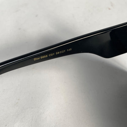 Dior 5688 C01 58-21-145 Black Square Oversized Mirrored Flat Sunglasses