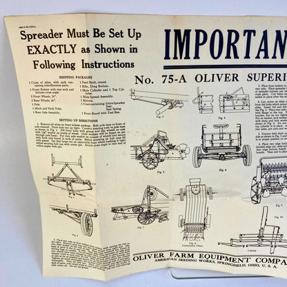 Vintage 1936 Oliver Superior Manure Spreader Directions No. 75-A Brochure