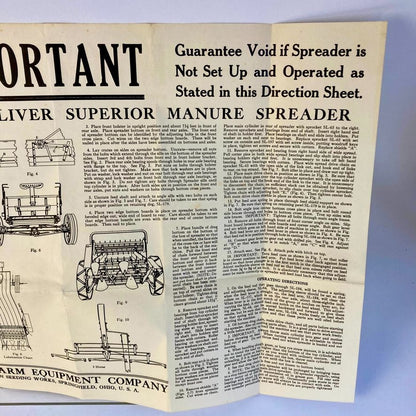 Vintage 1936 Oliver Superior Manure Spreader Directions No. 75-A Brochure
