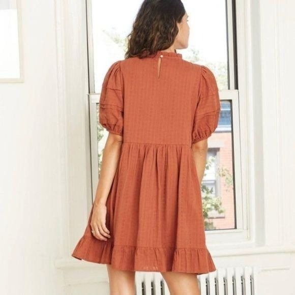 NEW Universal Thread Puff Eyelet Dress Rust