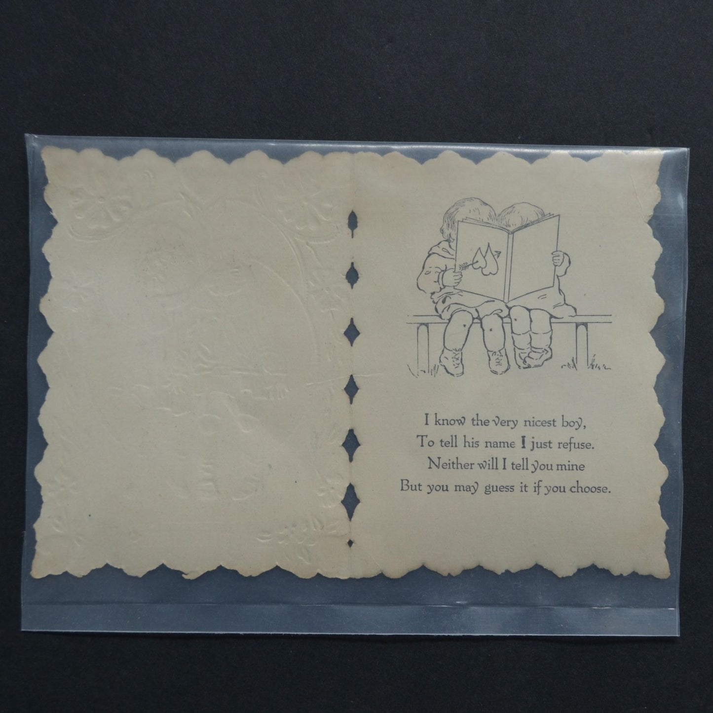 Whitney Made Vintage Die Cut Valentine Card Boy Girl