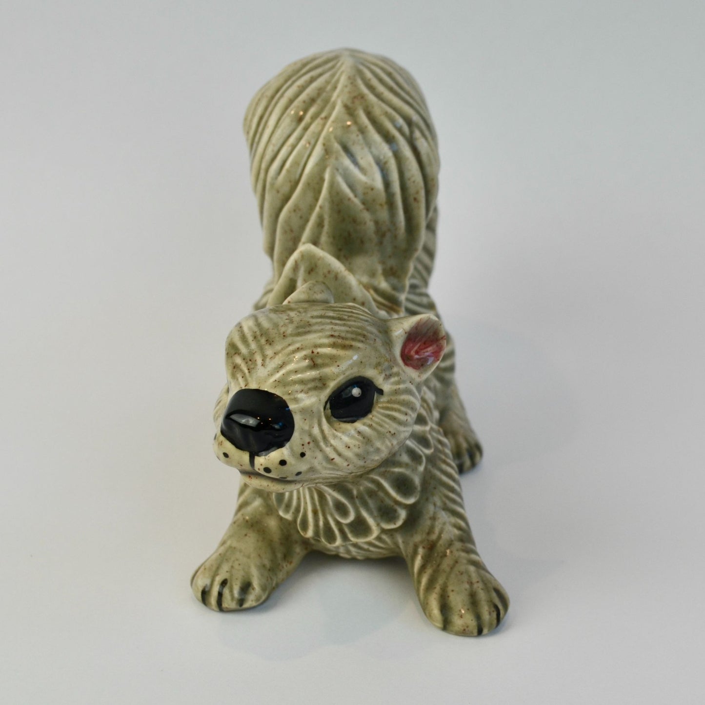 Ceramic Handpainted Gray Speckled Squirrel 2005 Dated Signed