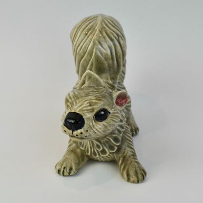 Ceramic Handpainted Gray Speckled Squirrel 2005 Dated Signed
